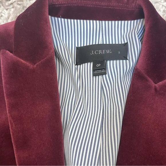J. Crew Velvet Blazer Burgundy/Wine Size 0P - Picture 3 of 4